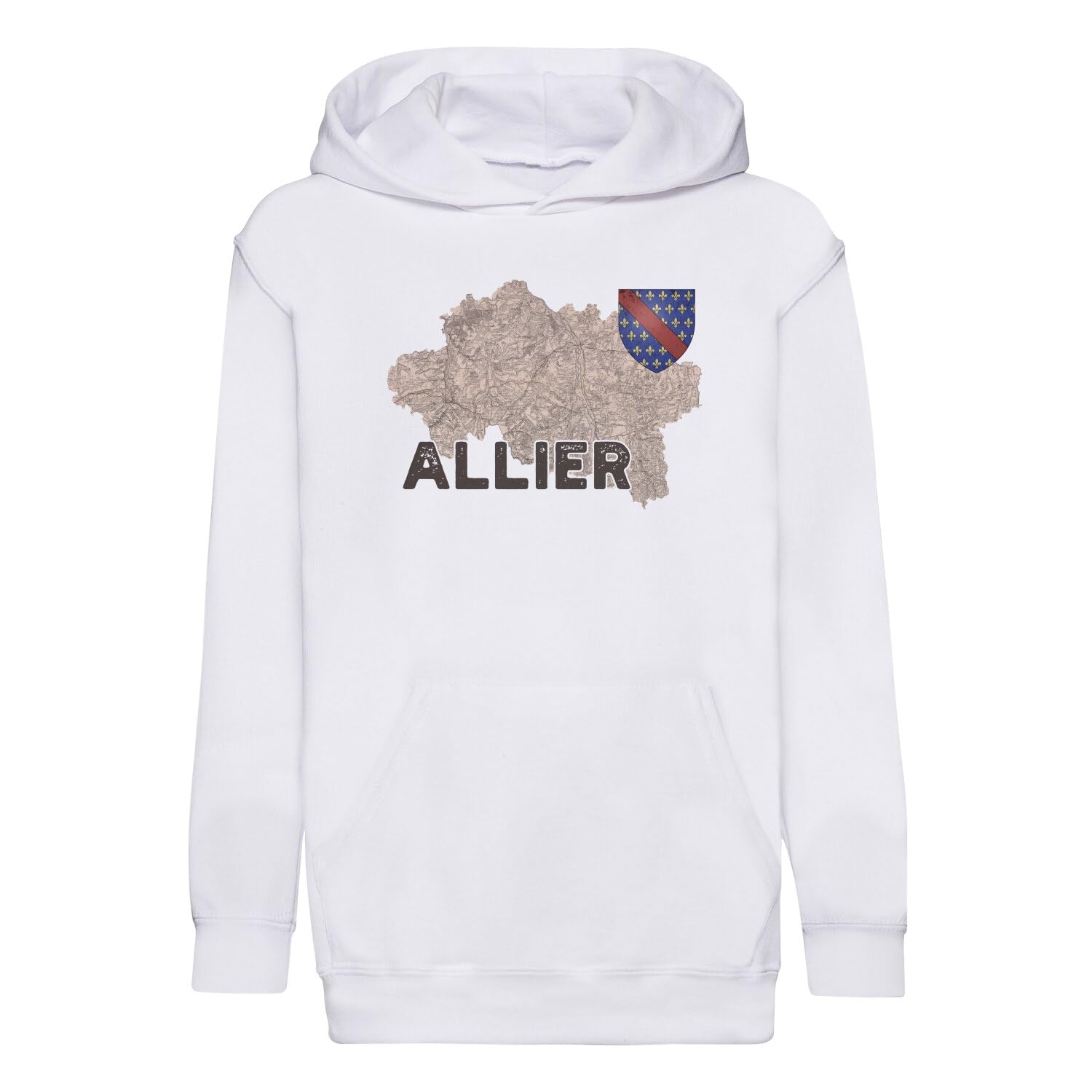 Sweat à capuche enfant Allier 03 version premium avec impression carte de Laon