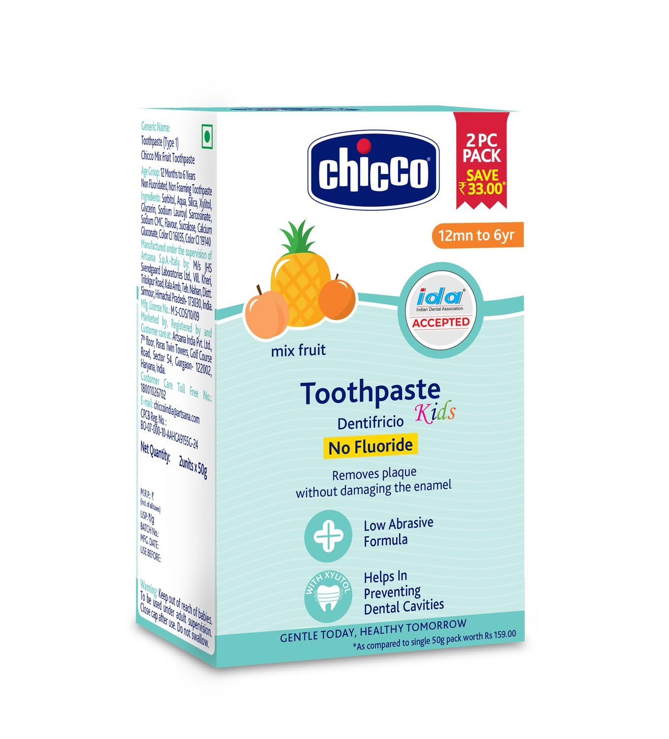 Chicco Kids Toothpaste Combo - Strawberry 50g and Mixfruit 50g-image-12