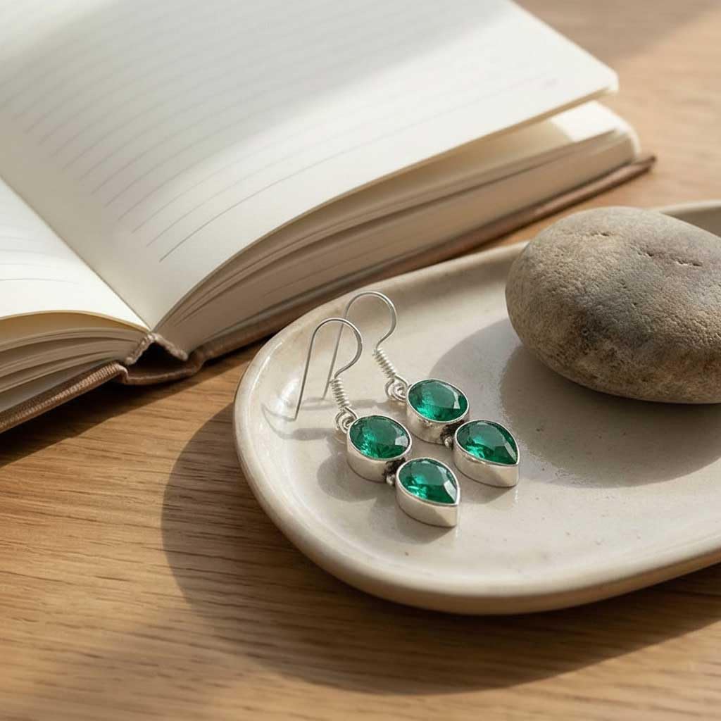 Natural Gemstone Drop Dangle Earring For Women Rose Quartz, Carnelian, Agate, Tiger Eye Round - Pear Boho 925 Sterling Silver Plated Handmade Jewelry