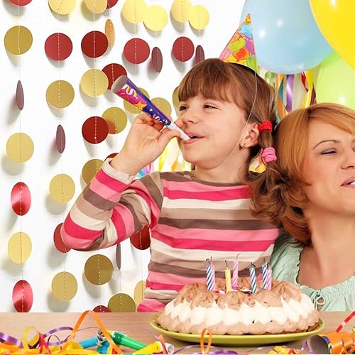 Miniatura 8 de Cheerland Decoraciones de fiesta rojas y doradas, decoraciones de cumpleaños rojas, telón de fondo colgante de serpentina escarlata, decoración