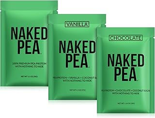 Naked Nutrition Vegan Sample Pack - Naked Pea, Chocolate Less Naked Pea, Vanilla Less Naked Pea, and Naked Rice