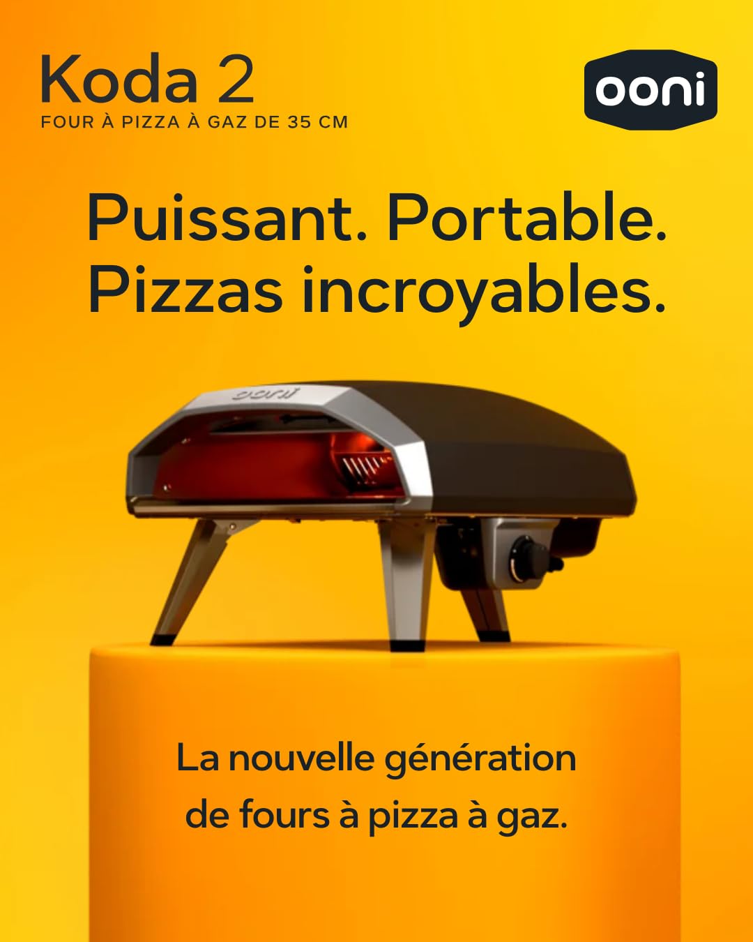Ooni Koda 2 Four à Pizza au Gaz 14" – Noir Fonte – Four a Pizza Gaz Portable avec Technologie Gaz G2 – Compact et Puissant – Pizza Napolitaine en 60 Secondes – Four a pizza Ooni (FR 37mbar)