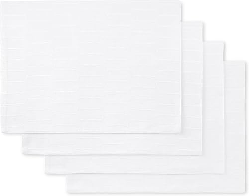 Martha Stewart Honeycomb Modern Farmhouse - Juego de 4 manteles individuales reversibles, color blanco, 13 x 17.5 pulgadas
