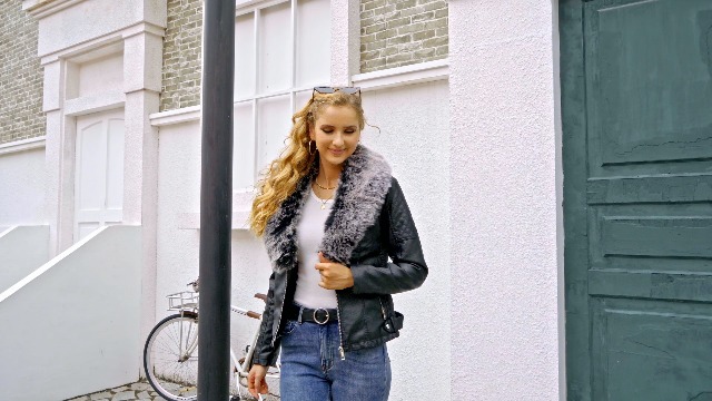 Veste En Daim Imitation Motard Pour Femme - Col Fourrure Amovible - Trench-coat D’hiver Trendy