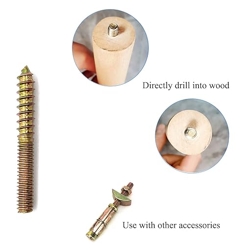 Miniatura 87 de Paquete de 8 pernos de suspensión de 5/16-18 x 4 pulgadas, pernos de doble cabeza de 5/16-18 pulgadas, tornillos de clavija de madera 5/16