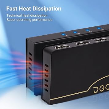 DGODRT 8K@60Hz HDMI Splitter 1 in 4 Out, 1x4 Power HDMI 2.1 Splitter 4 Ports Distributor Box, Support 4K@120HZ HDCP 2.3 3D HDR 48 Gbps for HDTV, Fire Stick, PS5, Xbox, Blu Ray(HDsplit8K-4P)