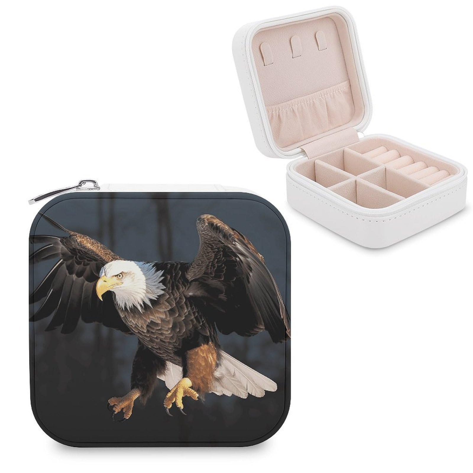 VstaDank 3D Bald Eagle Jewelry Box Beautiful Portable Ring Boxes Cute Large-Capacity Jewelry Case Jewelry Organizer for Mothers Gifts for Earrings Rings Hand Bracelet