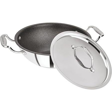 BERGNER Hitech-Peek Triply Stainless Steel Kadai/Indian Wok with Steel