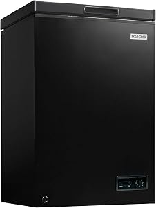 Igloo 3.5 Cu. Ft. Chest Freezer with Removable Basket, Free-Standing Door Temperature Ranges From-10° to 10° F, Front Defrost Water Drain, Perfect for Homes, Garages, Basements, RVs