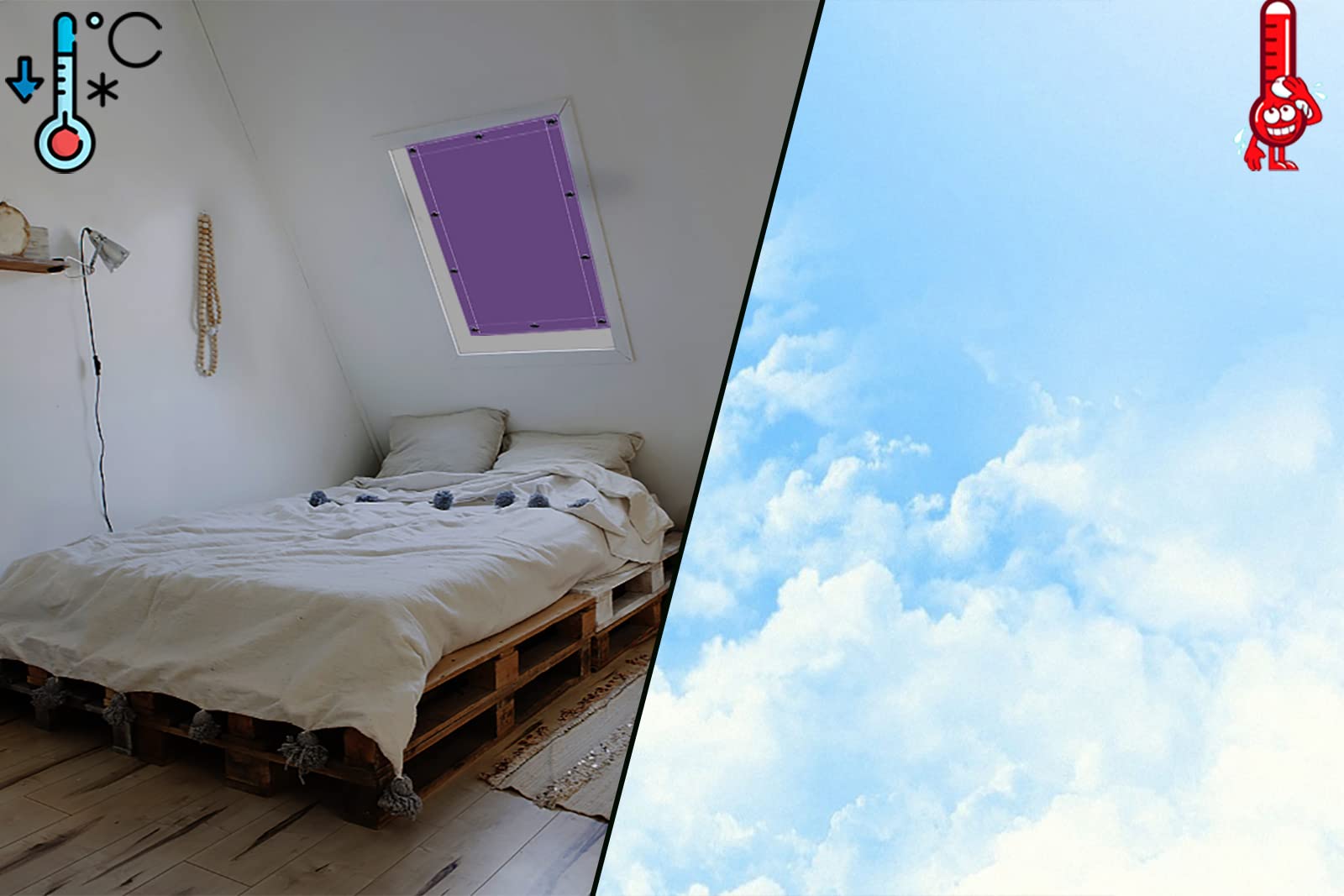 Tenda oscurante termica per lucernario, a risparmio energetico, multicolore, 52 x 96 cm, blocco della luce per una privacy e un comfort ottimali