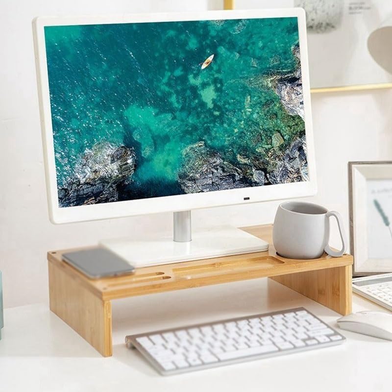 Display Stand with Smartphone Holder Bracket, for Home Office Computer, Laptop Shelf image 5
