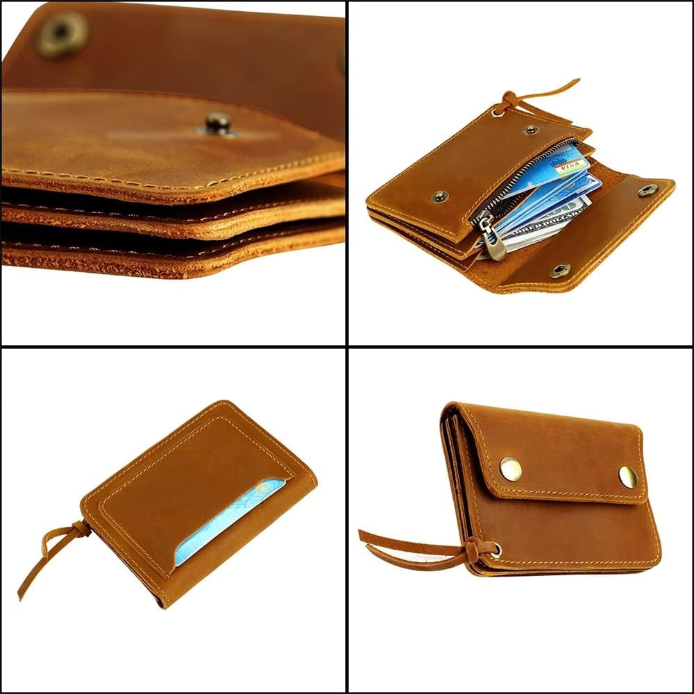 Coin Purse for Men Leather Compact Wallet with Zip Coin Compartment Mini Pouch(Colour 1)