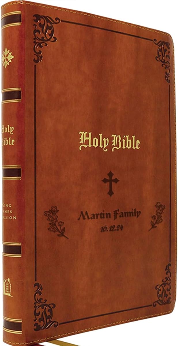 Personalized Vintage Bible with Custom Laser Text & Design, KJV, King James Version, Red Letter Edition, Large Comfort Print, Faux Leather