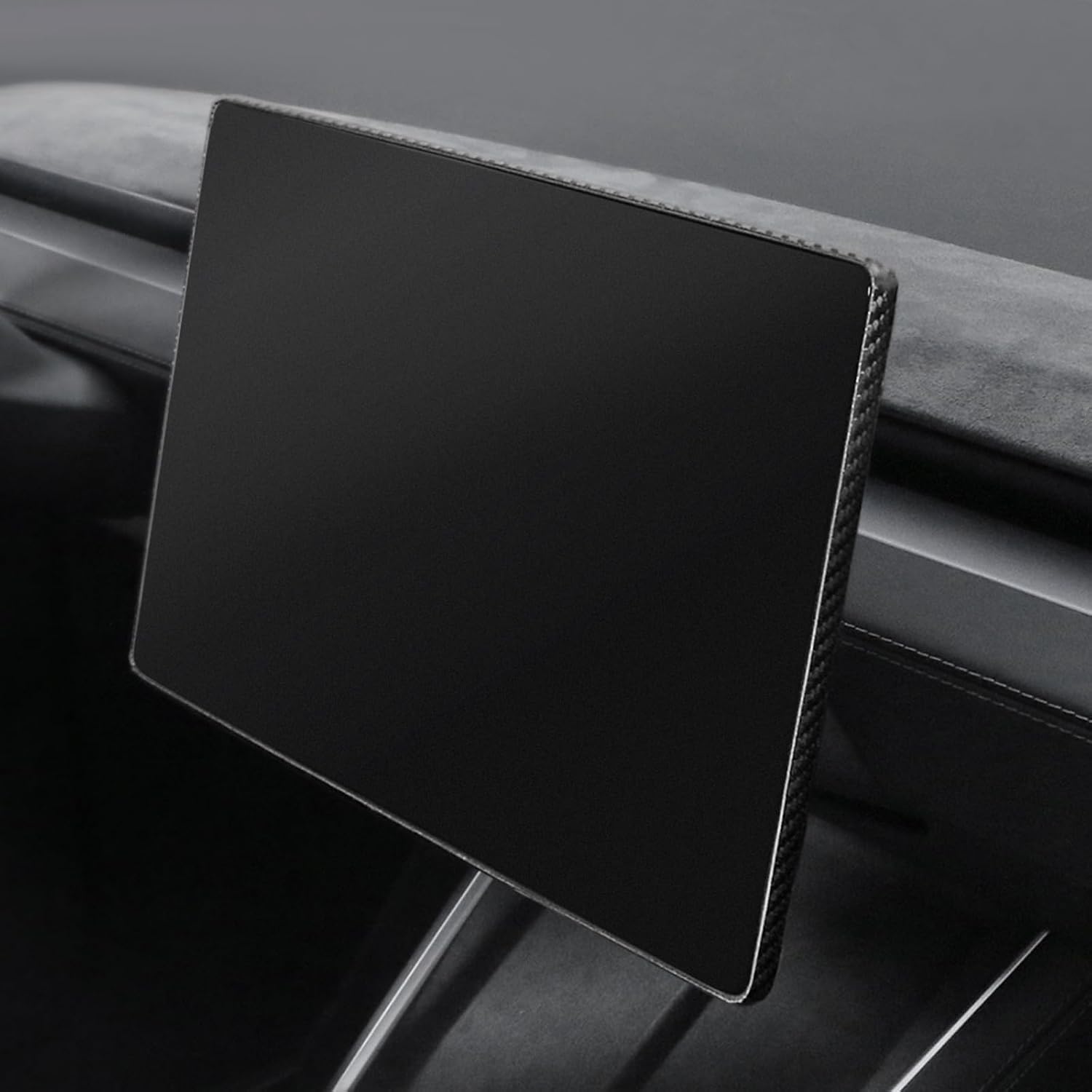 BETTERHUMZ Screen Anti-Collision Strips Sticker for Tesla Model 3 2020-2024 Highland Model Y 2020-2025 Carbon Fiber Leather Car Interior Tuning Accessories (Style B, Carbon Leather)