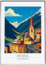 Ischgl Austria Modern Travel Poster Art Print - Vibrant Mountain Town Illustration for Home Decor, Wall Art, Framed Style
