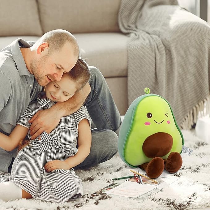Miniatura 4 de Almohada de peluche de aguacate con forma de fruta suave para abrazar, paquete de 2 almohadas de peluche de dibujos animados de aguacate Kawaii en
