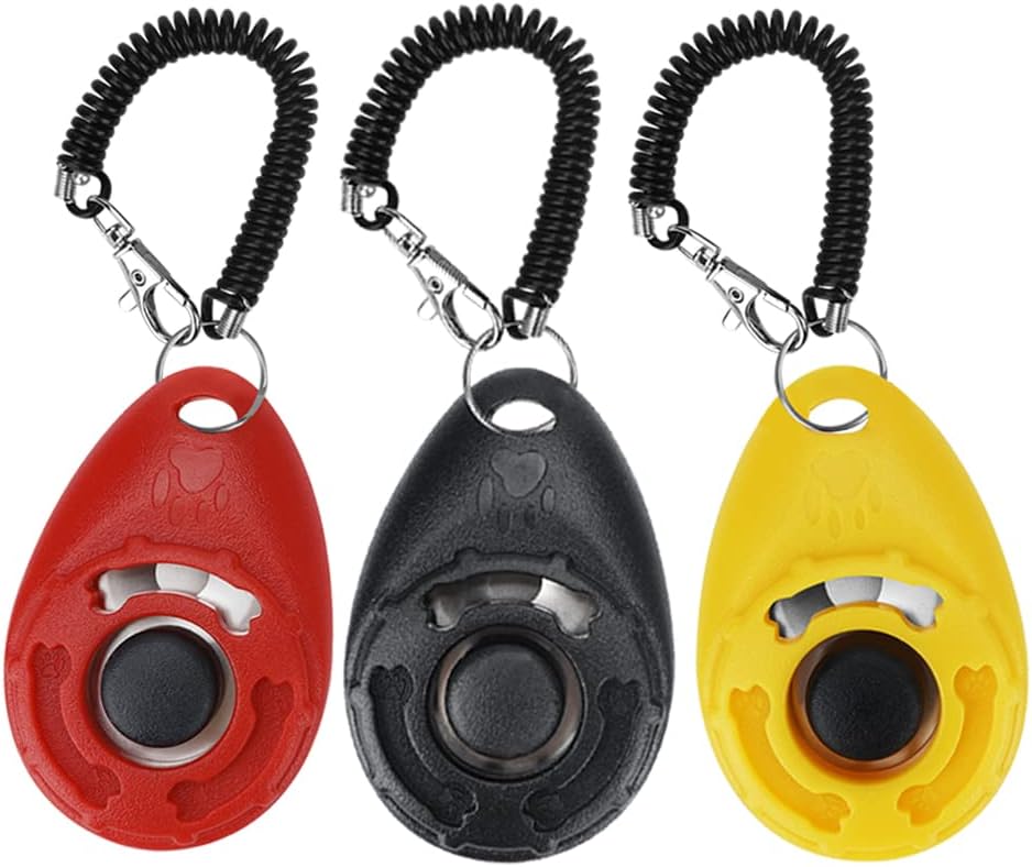 MaGreen 3-Pack Dog Training Clicker Large Button Dog Clicker Portable with Wrist Strap - Pet Training Clickers for Dogs Cats Puppy Birds…