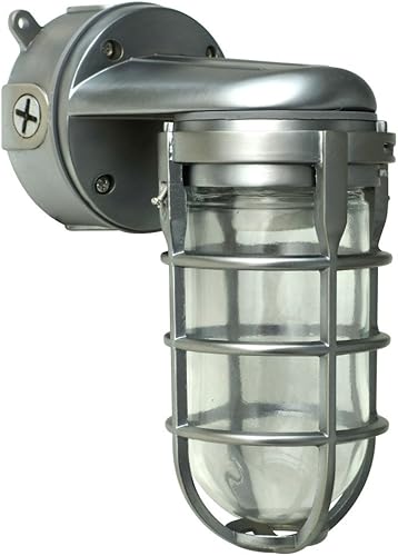 Miniatura 1 de Woods L1707SVBS - Luz industrial incandescente tradicional de 150 W, montaje en pared acero cepillado