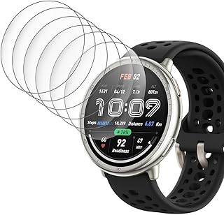 واقي شاشة سيراميك مضاد للخدش بوضوح عالي الدقة HD لساعة امازفيت اكتيف 2 من اروز، عبوة من 6 قطع