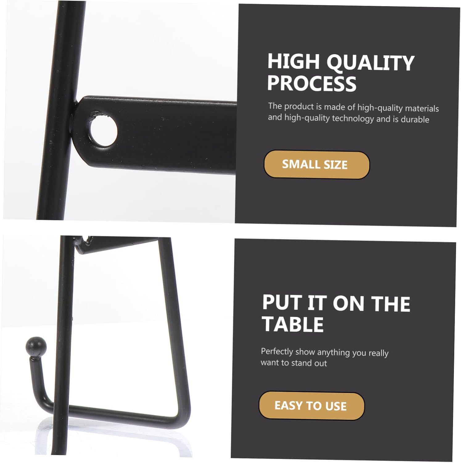 4pcs Artwork Display Riser Ceramic Plate Holder Dish Showcase Metal Frame Stands for Home Decor
