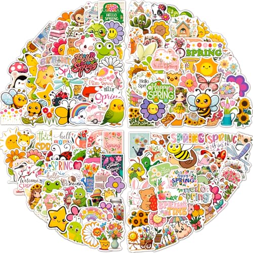 200 PCS Spring Stickers Pack for Teens Adults Cute Hello Spring Flowers Insect Stickers Gifts Waterproof Vinyl Decals for Laptop Water Bottles Skateboard Phone Party Favors