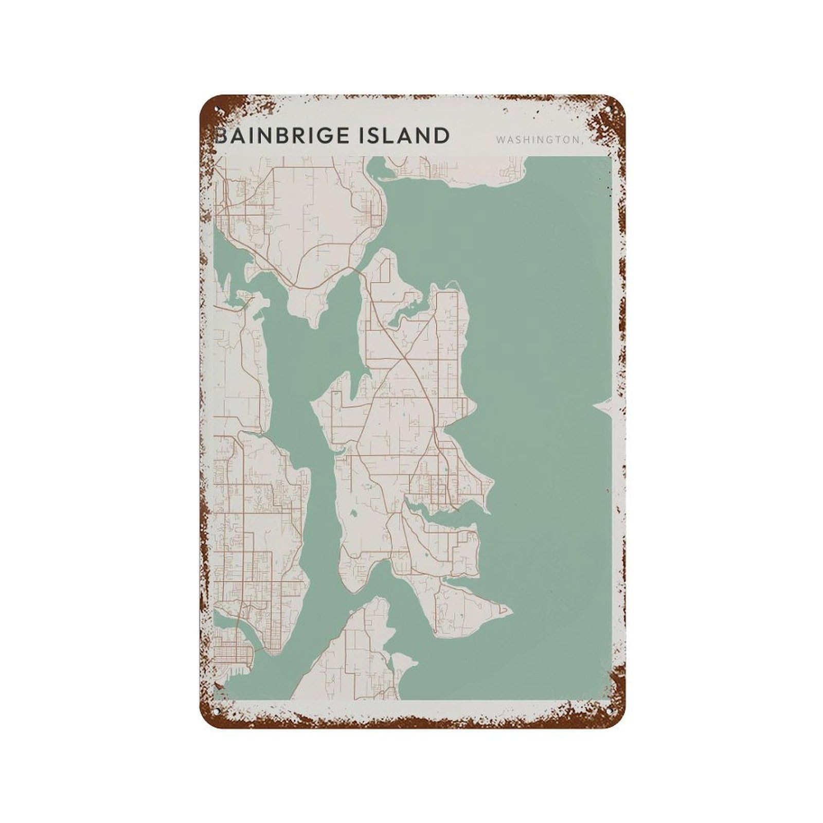 xiaoxiaoshen Bainbridge Island Map Washington Minimalist (2) Wall Decor Art Metal Tin Poster Modern Home Decor Art Home Bar Shop Decorations Vintage Sign 30x20cm