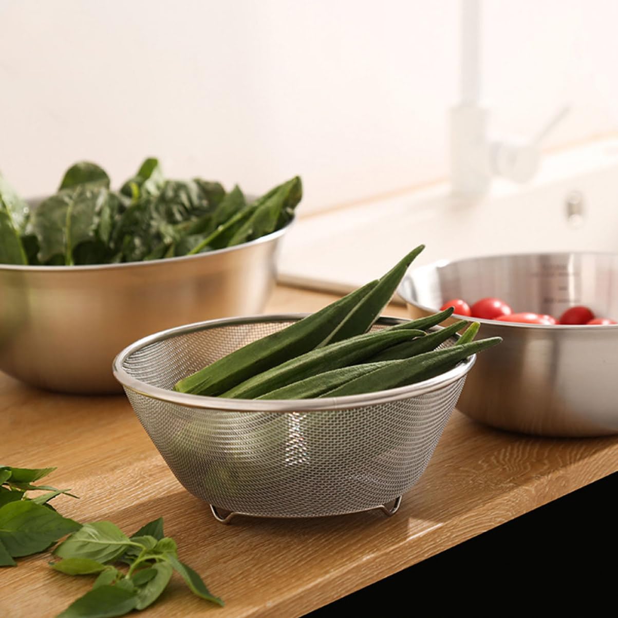 Cabilock 1 Juego Coladores Inoxidable con Fina Escurridor Multifuncional para Lavado de Arroz y Verduras Cocina