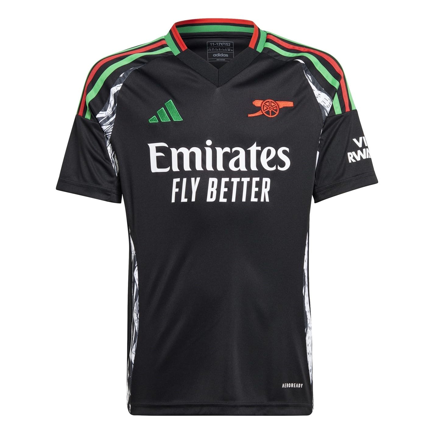 adidas Kids Arsenal Away Shirt 2024 2025 Junior Black 7-8 Years