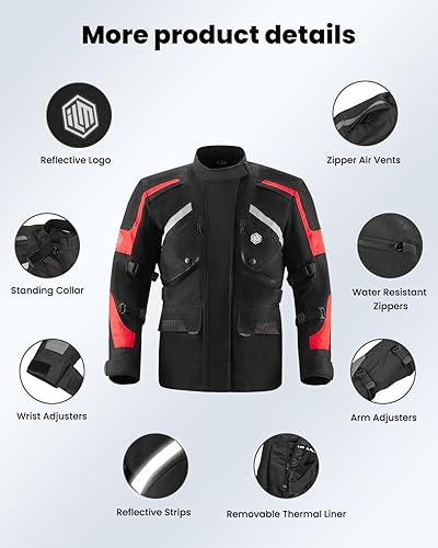Miniatura 6 de ILM - Chaqueta de motocicleta para hombre para aventuras y viajes, con blindaje, para bicicleta de tierra, turismo, transpirable, impermeable