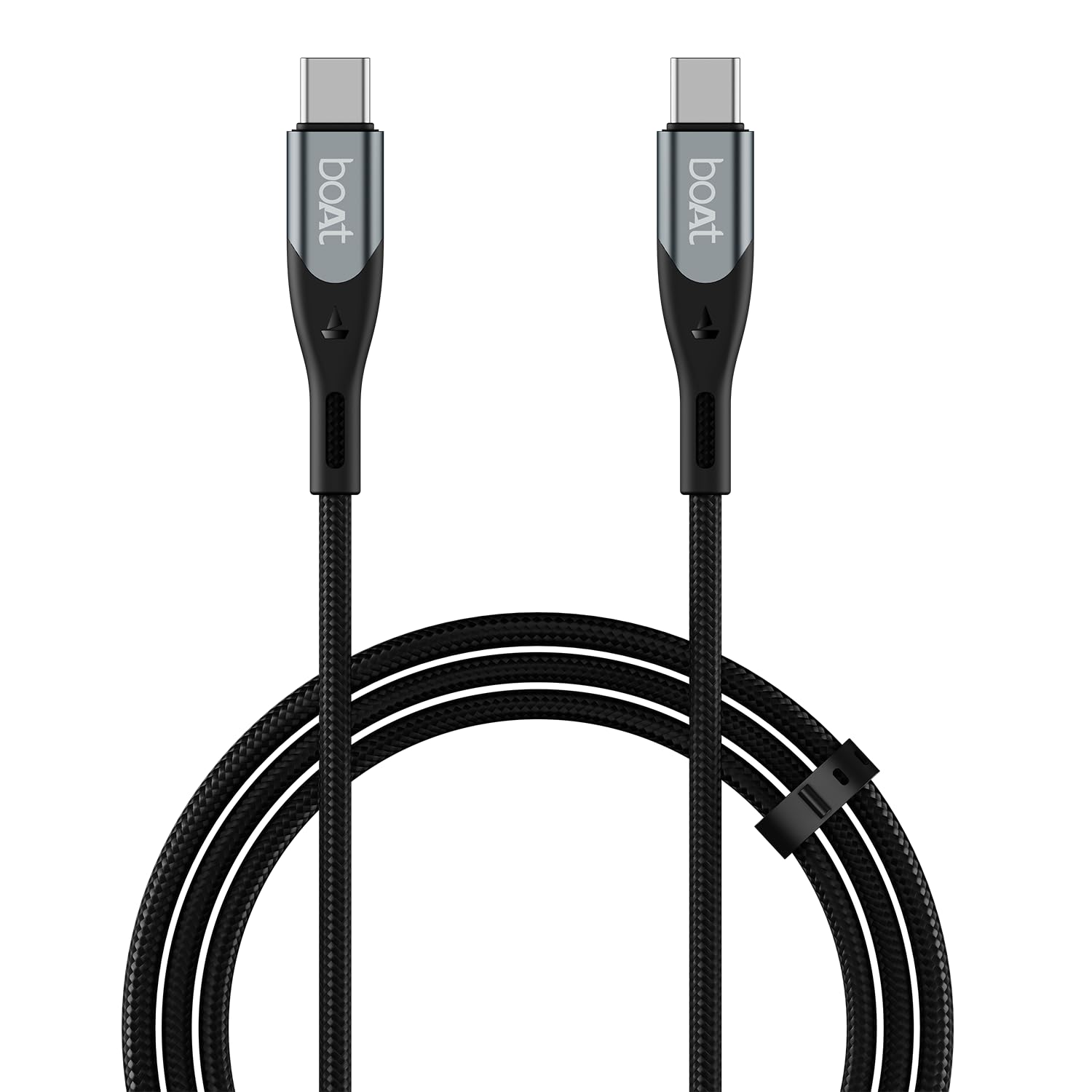 boAt Type C to C 65W Cable with PD, PPS, and QC Fast Charging, 480 Mbps Data Sync, 3.9 Feet (1.2m) Length, 10000+ Bends Lifespan & Durable Aluminium Alloy Shell, Nylon Braided Skin (Carbon Black)