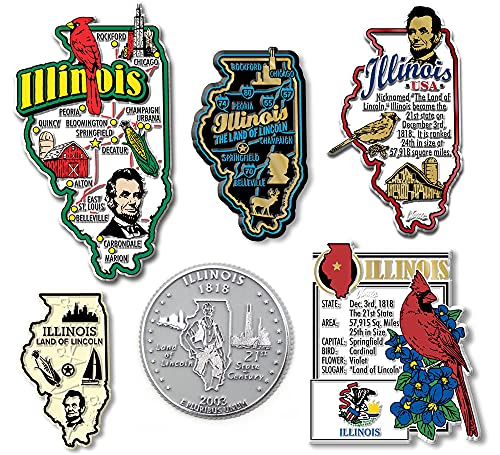 Set de 6 Imanes de Estado Illinois Classic Magnets miniatura 1