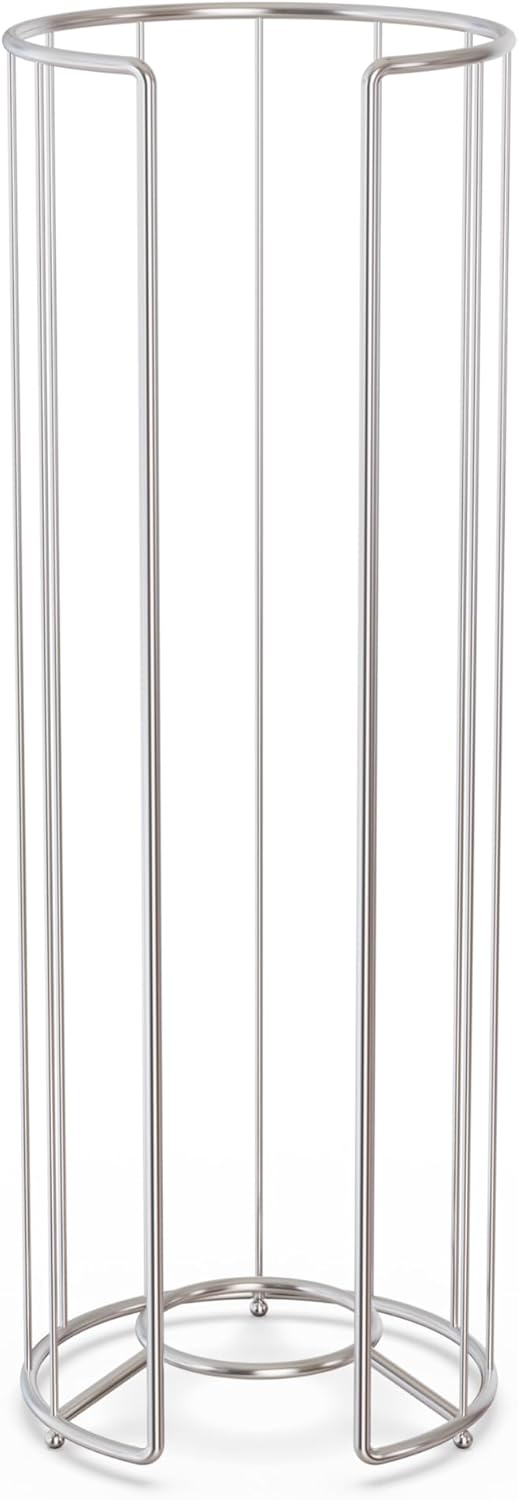Better Living Stream Toilet Tissue Reserve, Freestanding Bathroom Storage Stand Holds for 4 Jumbo Rolls, No Assembly Required, Chrome