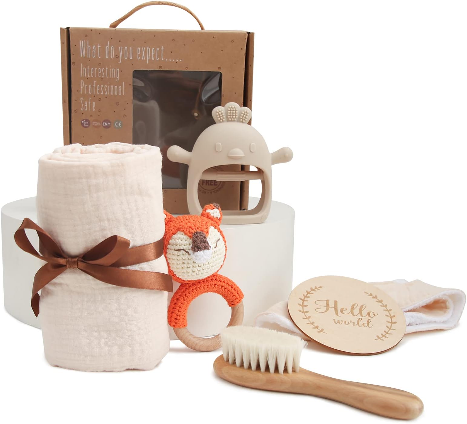 EERKEOD Baby Gift Set for Newborn New Baby Gift Set - Newborn Baby Essentials Baby Bath Set with Baby Blanket Baby Rattle - New Born Baby Girls Gift & Baby Boy Gifts for Baby Shower