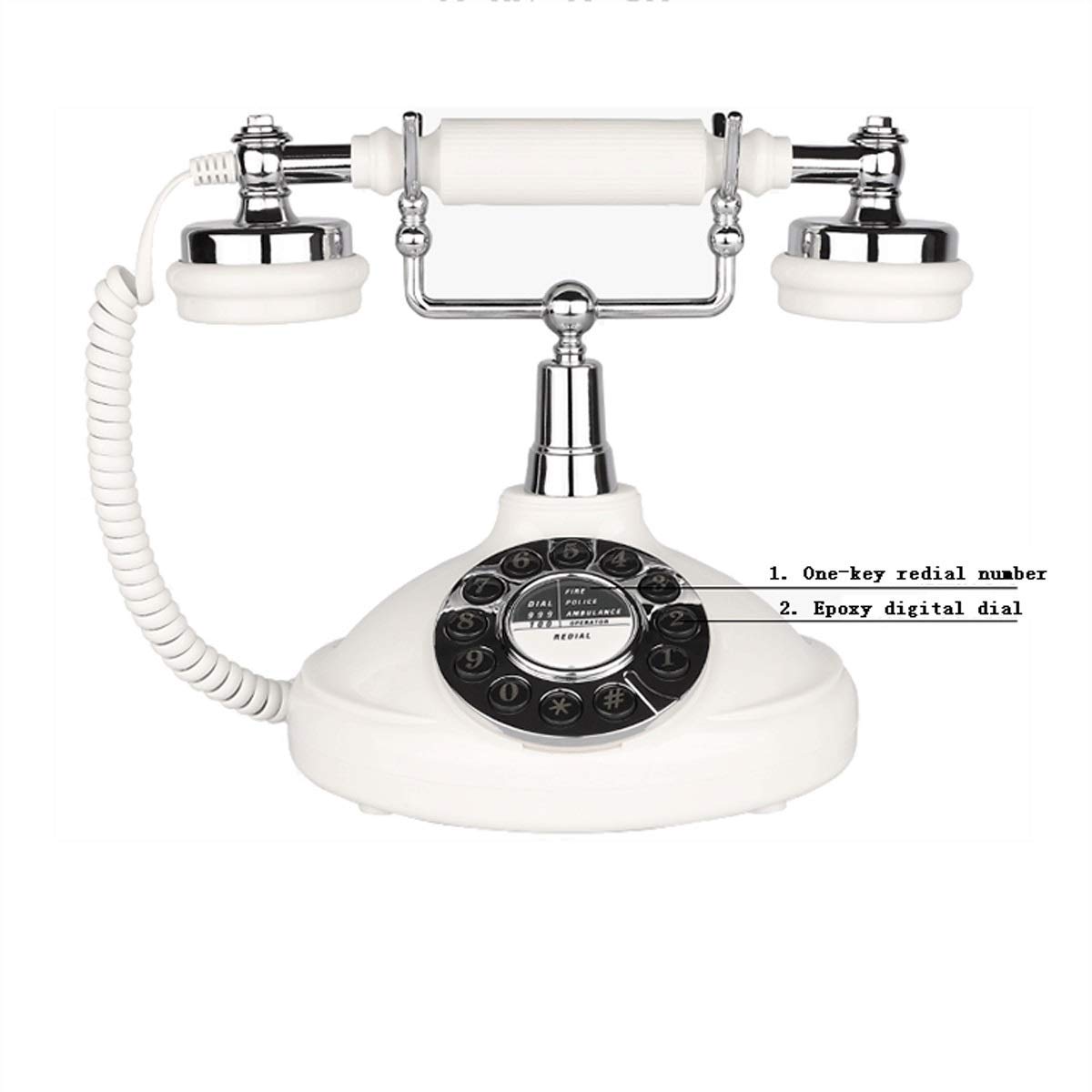 Telefon w stylu europejskim retro Antyczny przewodowy przycisk telefonu Home Office Dekoracja stacjonarnego