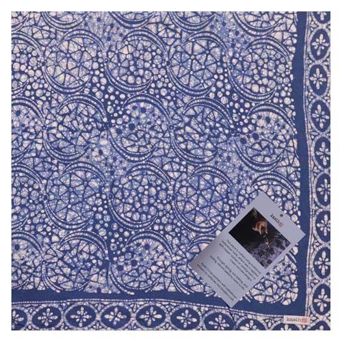 Handmade Batik Bandana - Cotton - Blue Stone, Lightweight 100% Soft Cotton Gift Woman Man Scarf Neckerchief, Head Wrap Cover (Stone)4