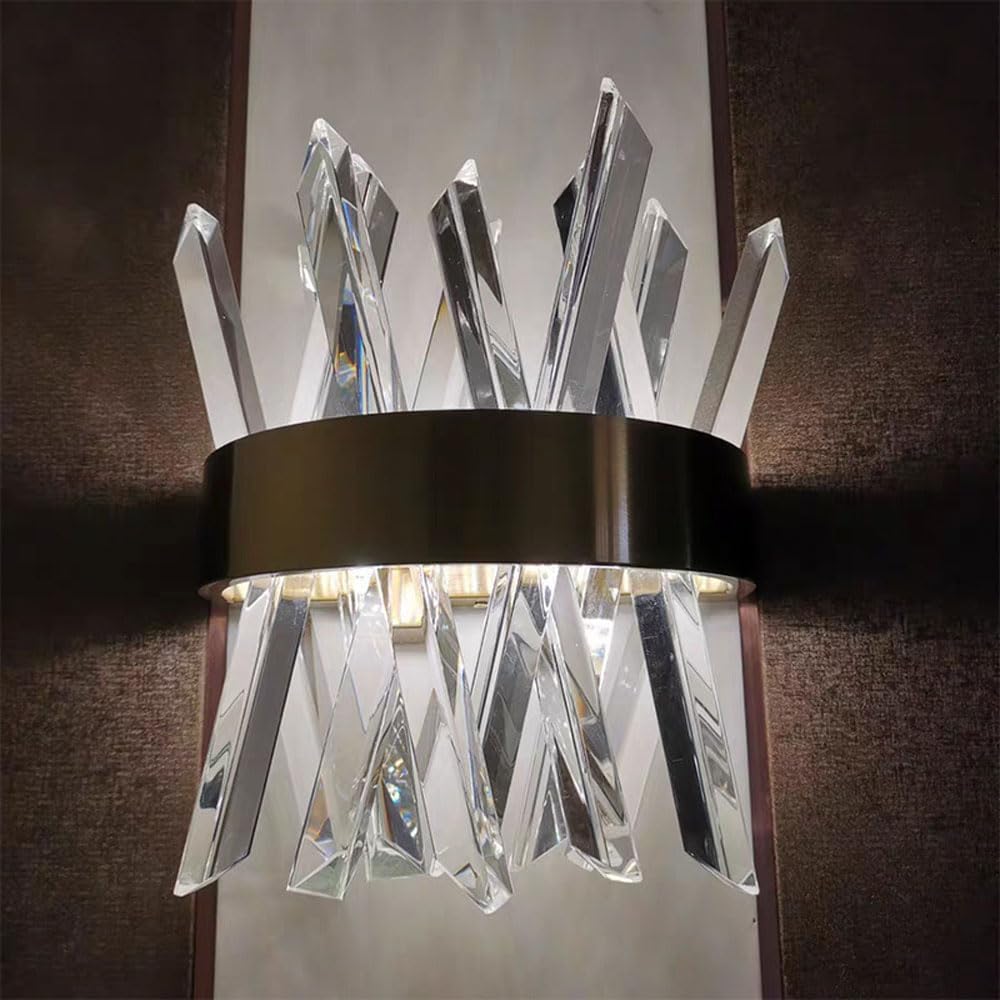 Modern Crystal Wall Sconce Rustic Brushed Gold Wall Light for Farmhouse Nordic Bedroom Wall Night Light Fixtures for Bedside Vintage Crystal Bathroom Vanity Light Luxury Light Up Wall Decor