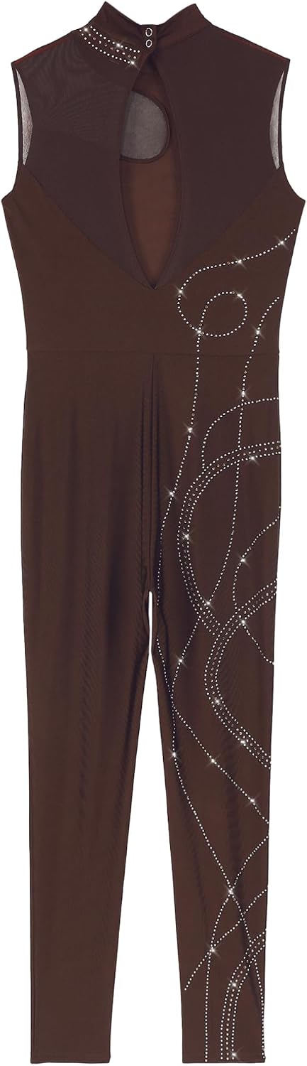 Hularka Gymnastics Leotard Women Sparkly Unitard Ice Skating Jumpsuit
