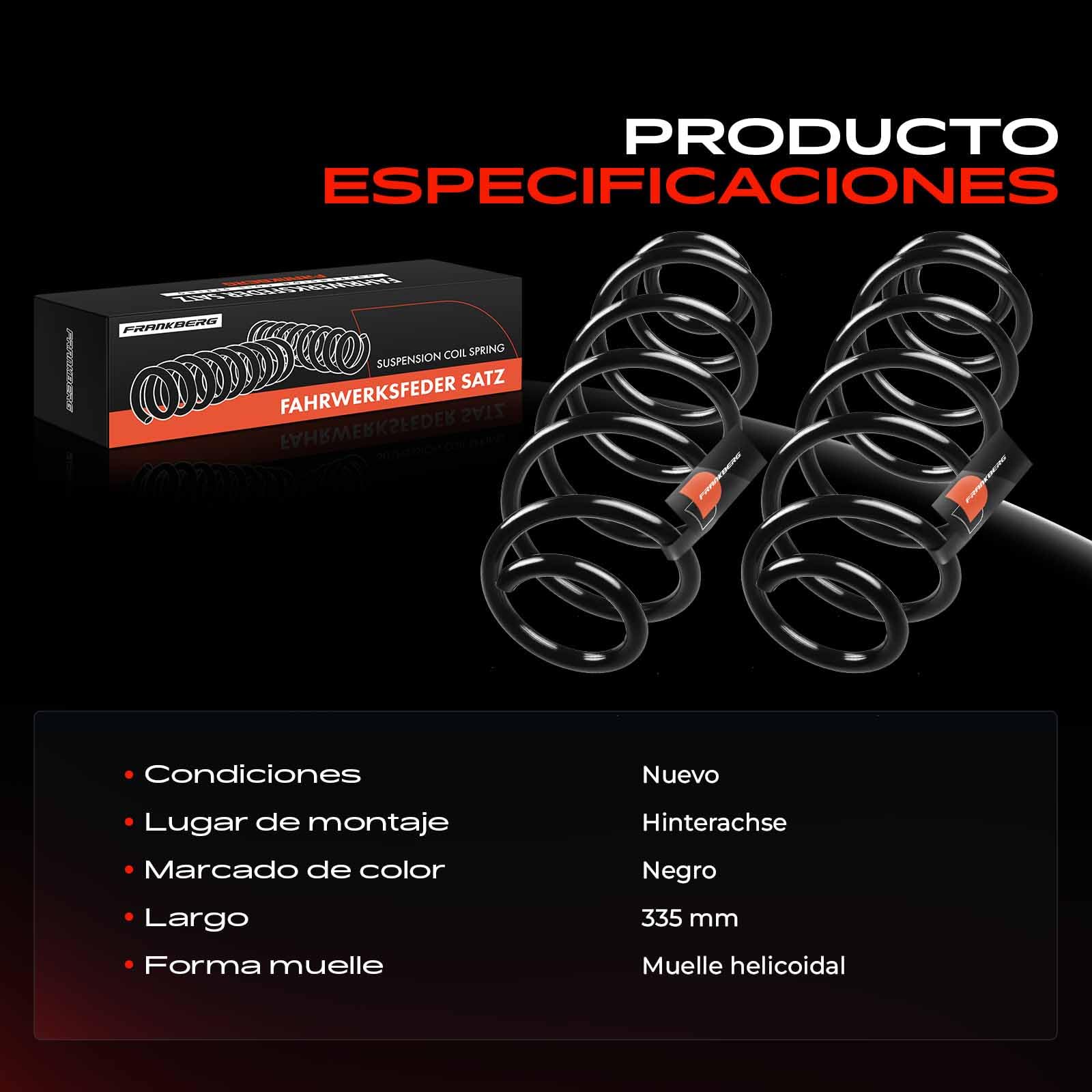 Frankberg 2 muelles de suspensión para eje trasero 50702606 | Compatible con: Stilo 192