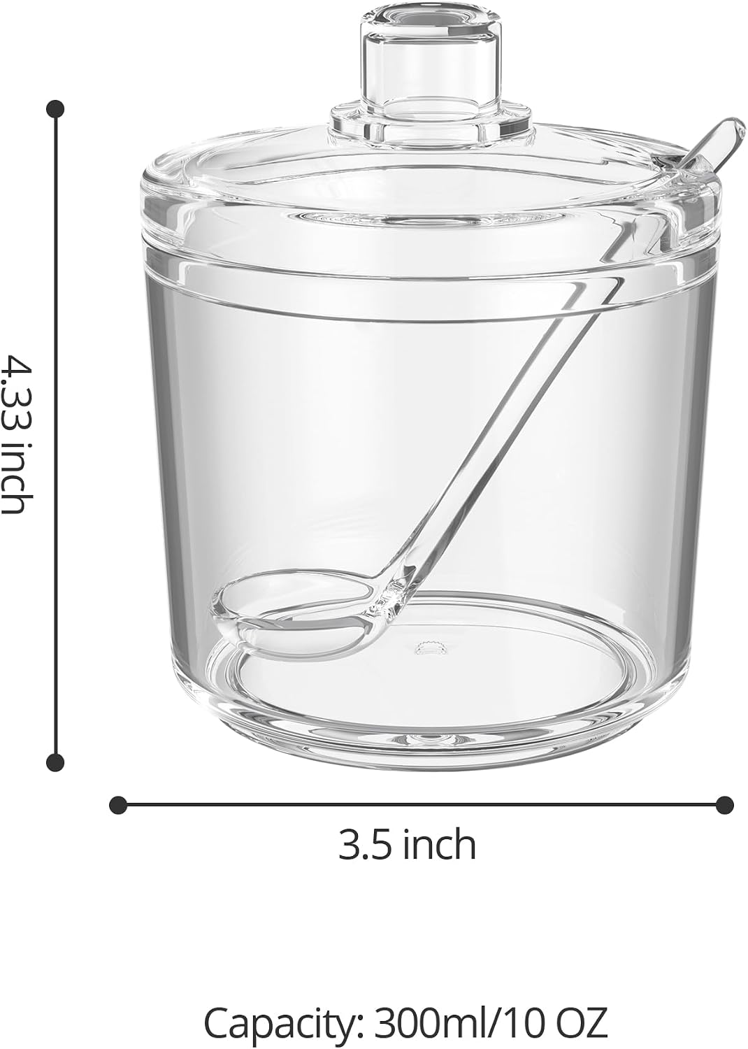 Sugar Container with Lid and Spoon,Sugar Bowl Acrylic Jar for Coffee Bar Accessories Coffee Canister Kitchen Decor (Small) image 2