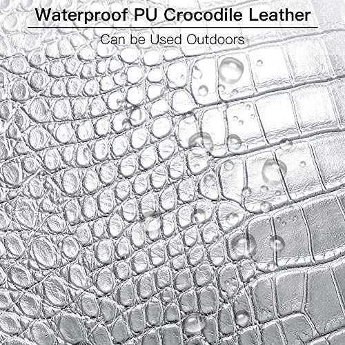 Artscope Throw Pillow Covers Cases For Couch Sofa Home Decoration Solid Dyed Crocodile Pu Faux Leather Both Sides Cushion Cover 18 X 18 Inches, 45X45Cm (Silver-1) #TOP2