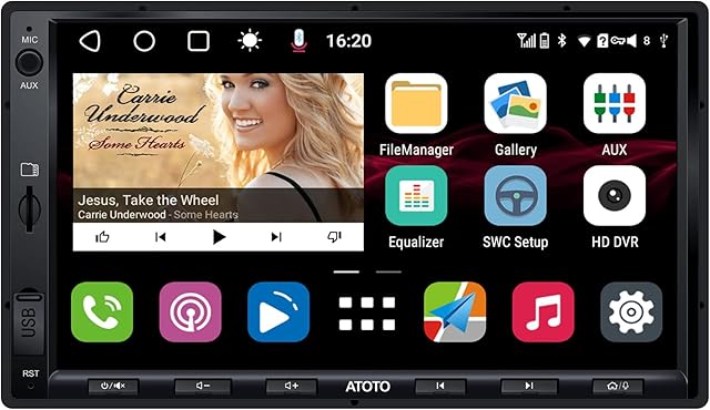 [New] ATOTO S8 Standard 7 inch Double-DIN Car Stereo, Android in-Dash Video Receiver, Wireless CarPlay & Android Auto, USB Tethering, 2BT, HD Rearview with LRV, IPS Display, SCVC, 3G+32G, S8G2A74SD