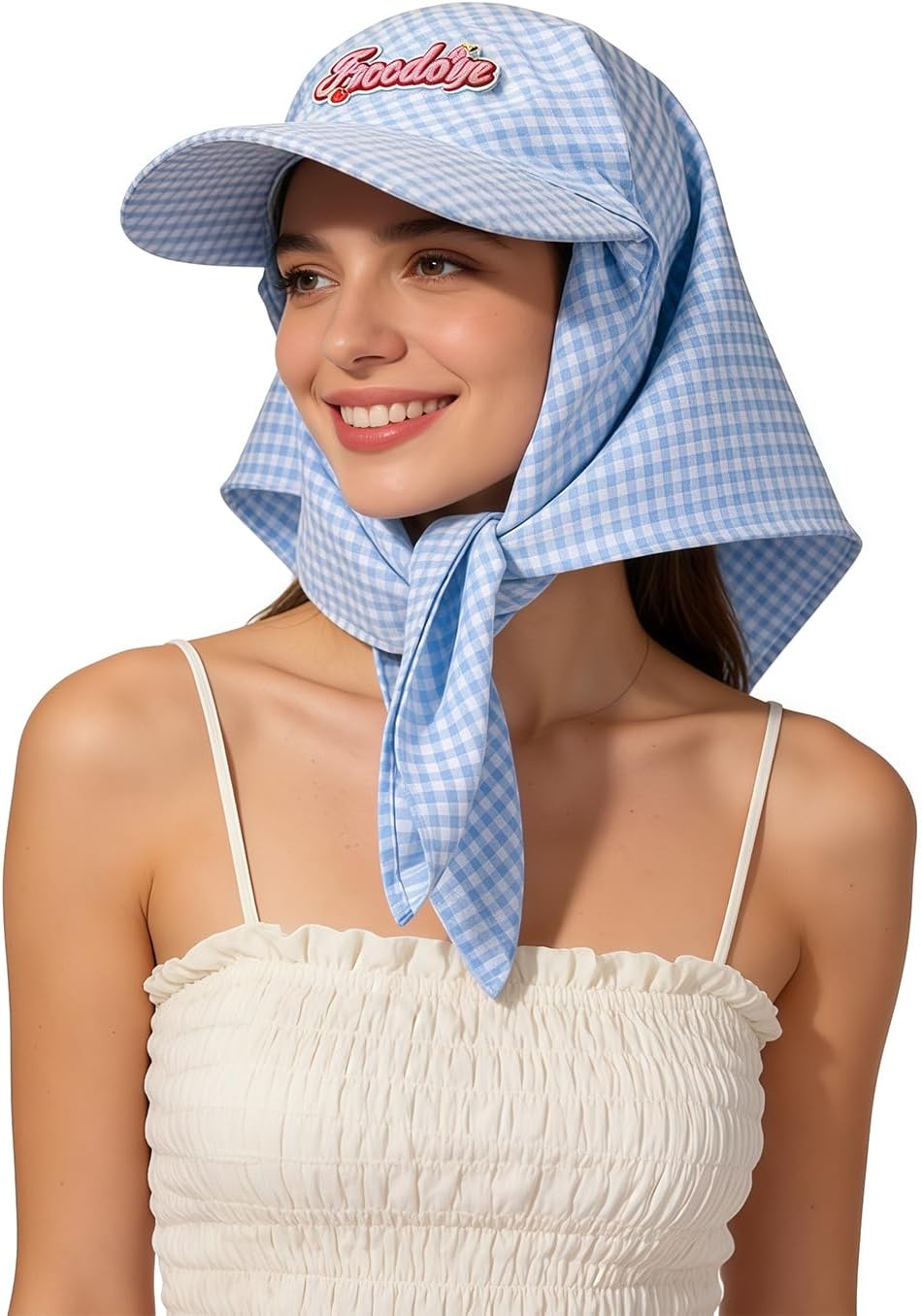 Women's Fashion Plaid Bandana Baseball Cap Embroidered Sun Protection Headscarf Outdoor Beach Sun Visor Hat Y2K Headwears