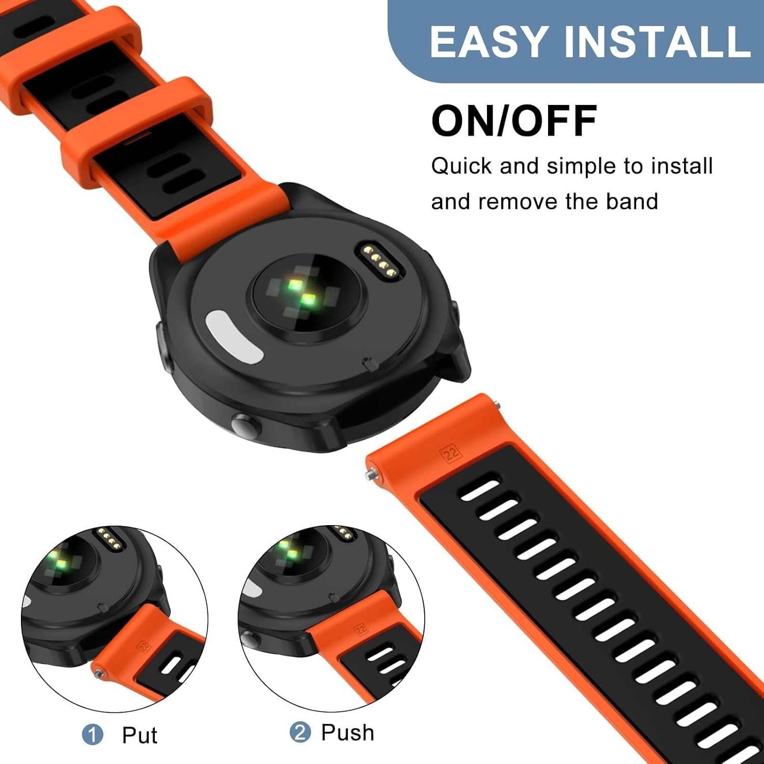 For Garmin Watch Band Forerunner 965/955/ 945/935,Soft Silicone 22mm Replacement Bands Compatible With Fenix 5/ Fenix 5 Plus/Fenix 6/ Fenix 6 Pro/Approach S60