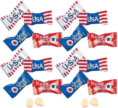 Fun Express Old Fashioned Candy Patriotic USA Sweet Creams 108 Individually Wrapped Pieces - Red White and Blue Candy for 4th of July Party Favors, Parade Candy Bulk, Veterans Day Celebrations