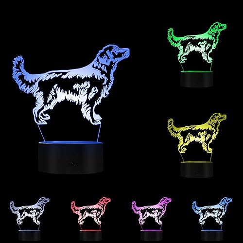 3d dorado Retriever perro luz de noche LED Customiz nombre mascota lámpara de computadora iluminación decorativa cachorro Sleepy luz perro amante