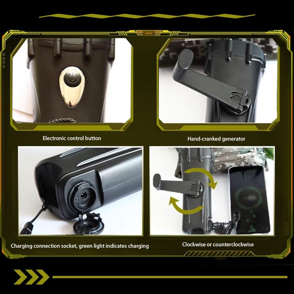 Torcia Elettrica A Manovella Impermeabile Per Immersioni, Torcia Elettrica Dynamo Per Illuminazione Tenda, Ricaricabile Tramite USB