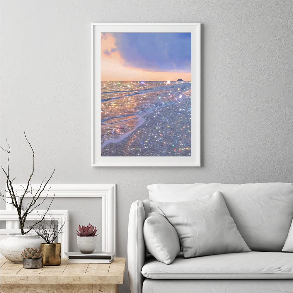 DCIDBEI Kit Diamond Painting 5D - Paesaggio Blu Oceano, 30x30 Cm, Rotondo, Fai Da Te Per Adulti E Bambini