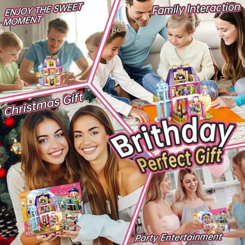 Sluban 8-12 Girl Friends Fashion Shop Building Sets, Princess Shopping Mall Store House Kits with a Horse Car, 7 Doll Minifigures, Compatible with Lego, Birthday Thanksgiving for Girls 6 7 8-12