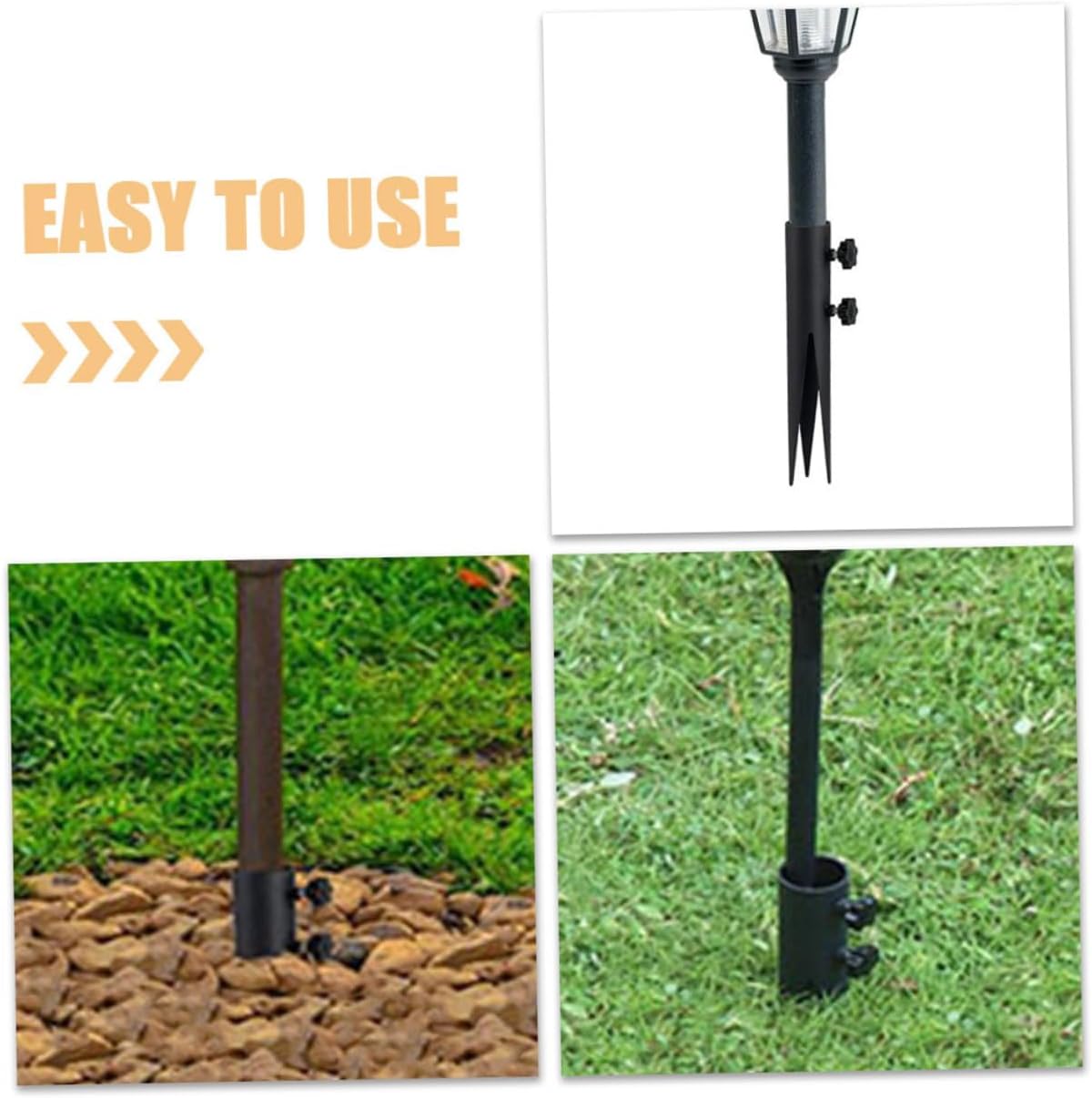 SUPVOX 4Pcs Metal Ground Stakes for Outdoor Lights Pack Garden Spike Supports for Pathway and Christmas Light Installation Weatherproof and Lightweight Landscape Lighting Accessories