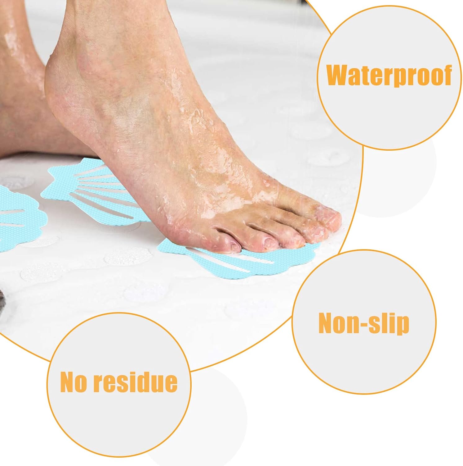 12Pcs Blue Bathtub Stickers Non Slip Shell Shaped